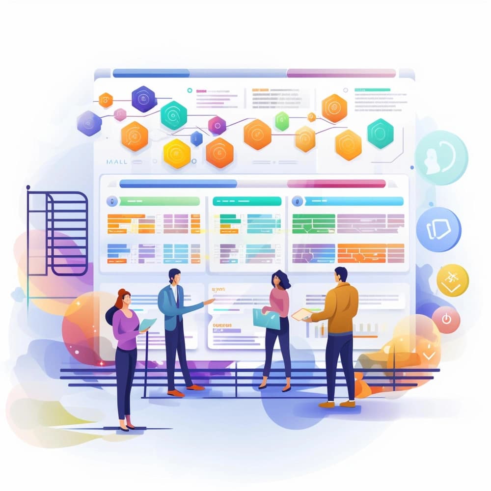 Team engagement with a project analytics dashboard in agile transformation.